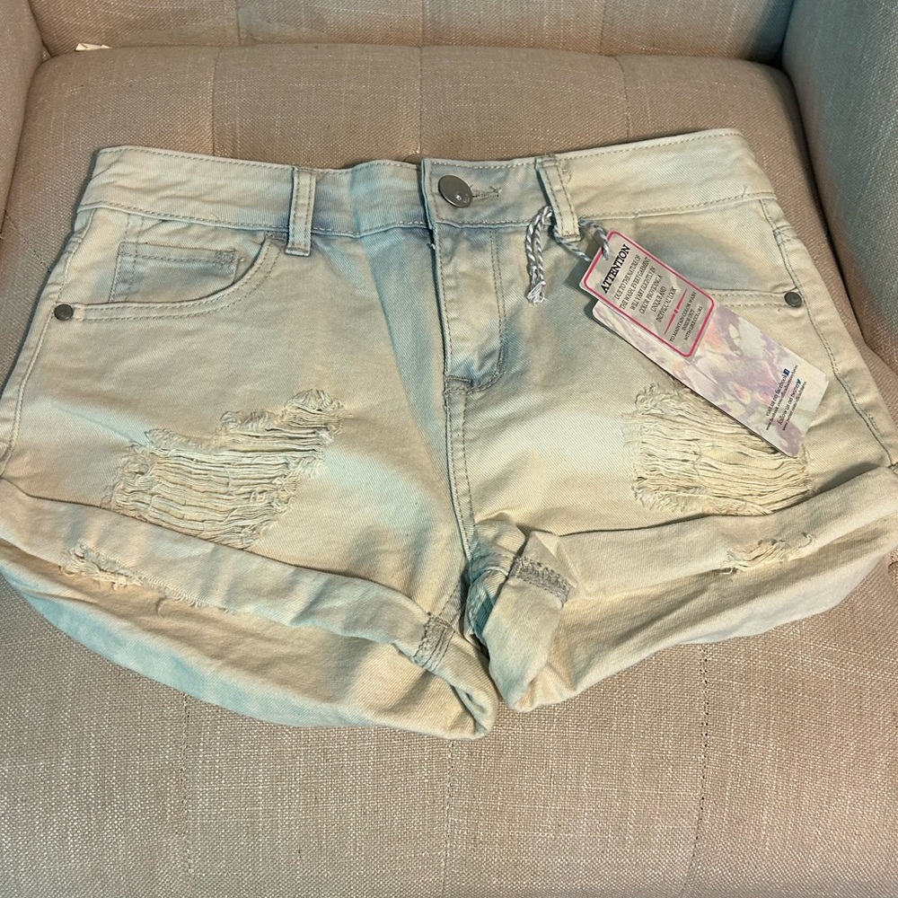 Women’s Distressed Light Blue Denim Shorts - Unbranded